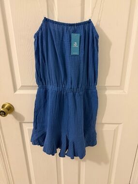 NWT Cupshe Blue Gauze Romper with Elastic Waist